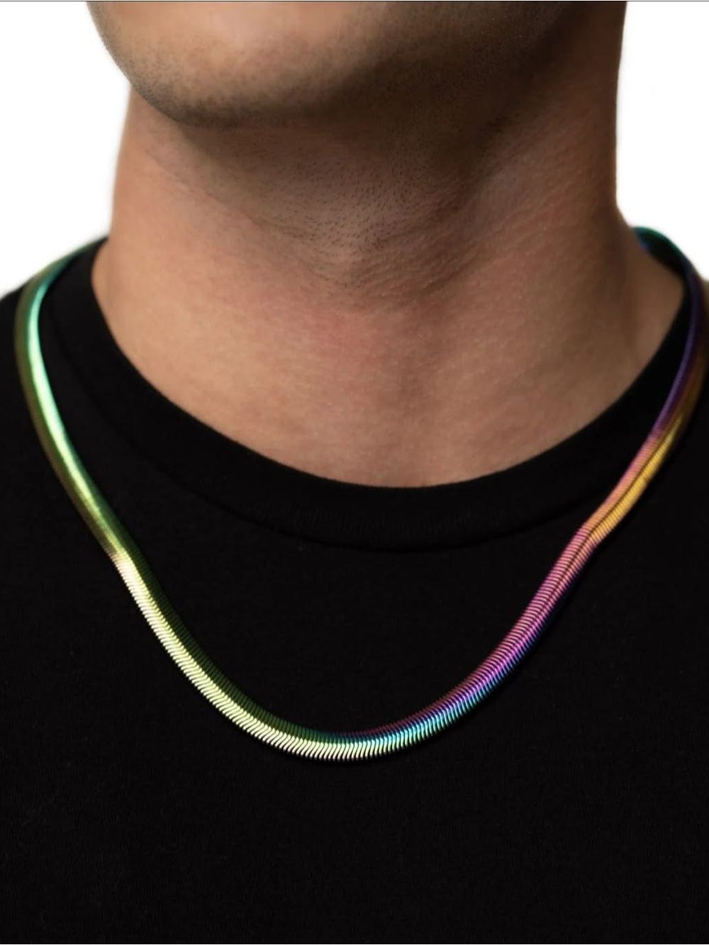 paparazzi Men's Iridescent Green Blue Purple Gold Snake Chain Necklace